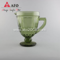 ATO green glass mug beer cup with handle